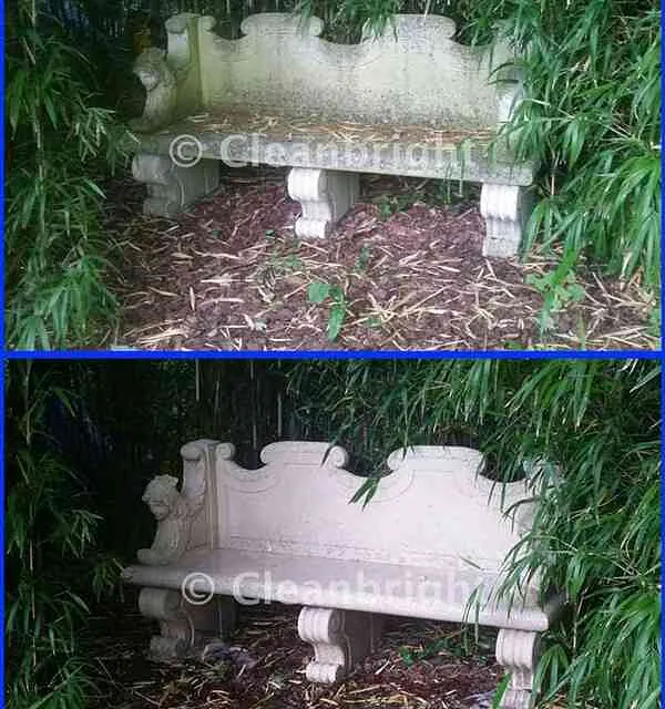 before and after stone bench cleaning